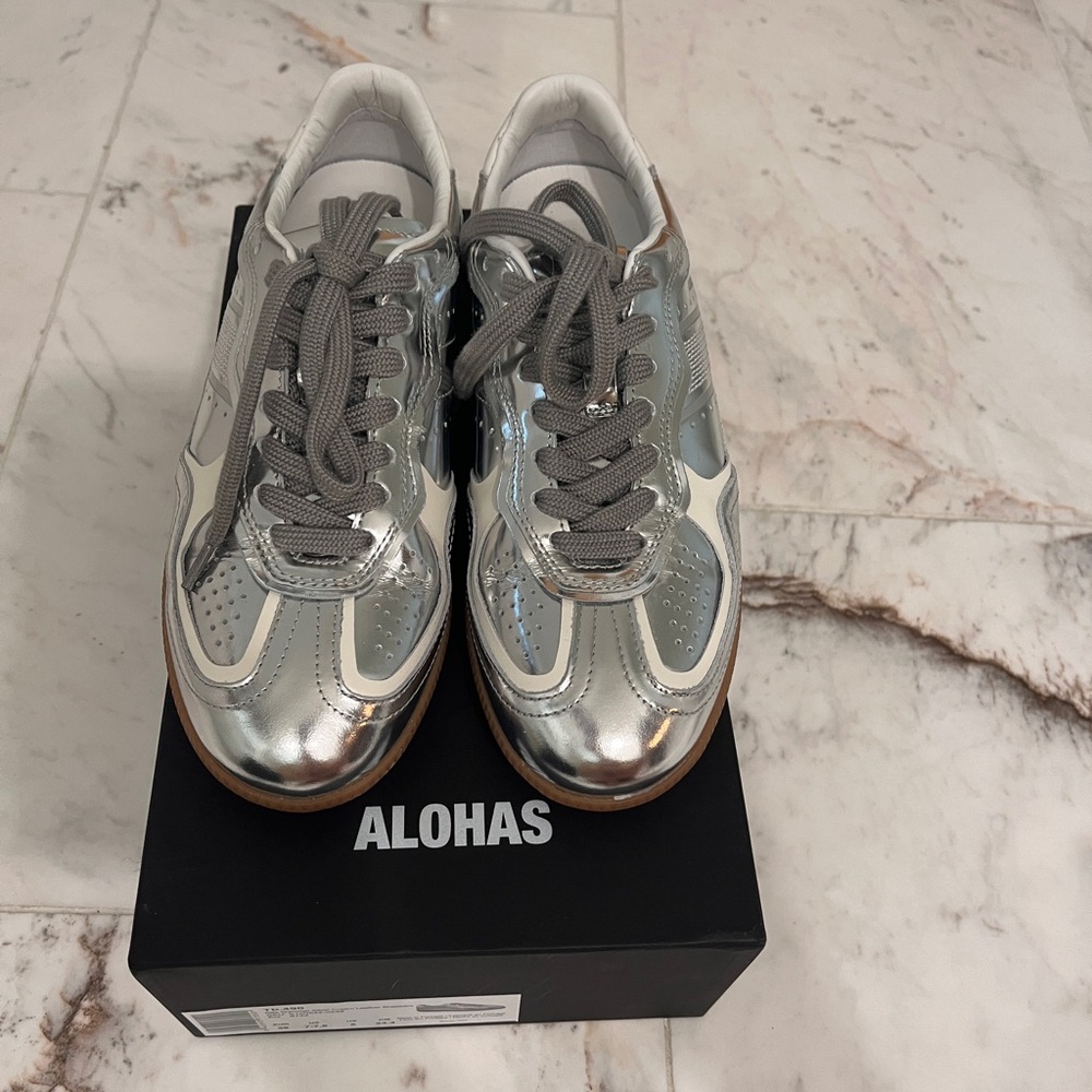 Silver and Gray Sneakers